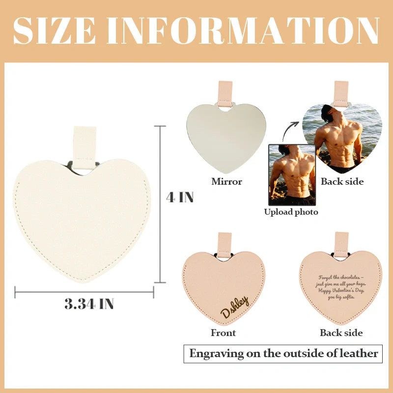 Personalized Heart Compact Mirror with Photo