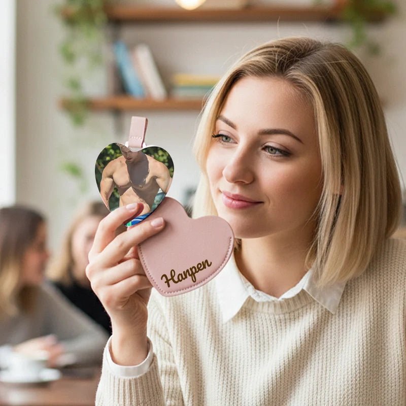 Personalized Heart Compact Mirror with Photo