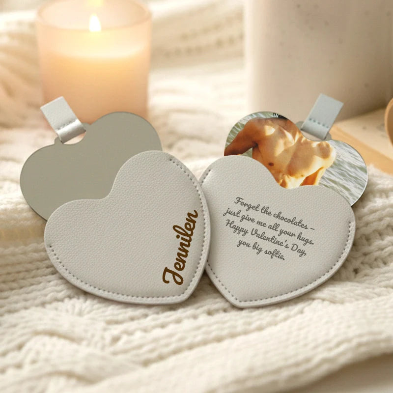 Personalized Heart Compact Mirror with Photo
