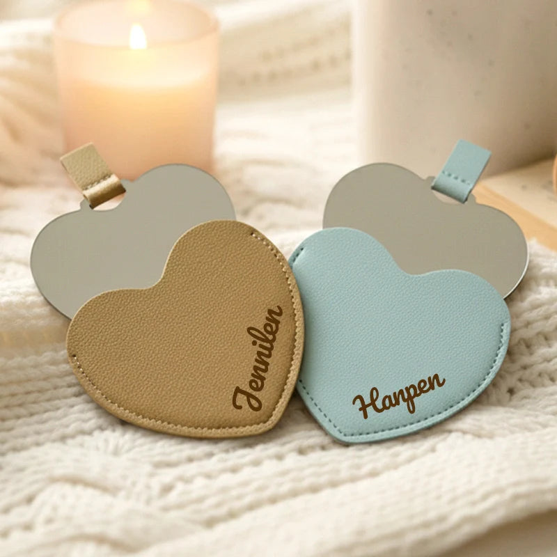 Personalized Heart Compact Mirror with Photo