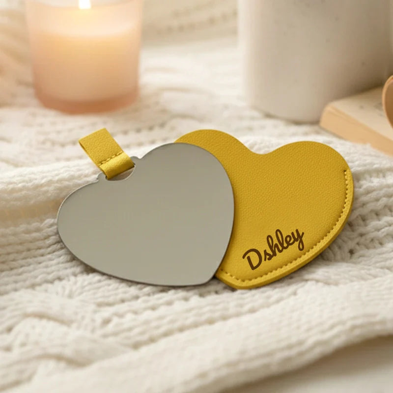Personalized Heart Compact Mirror with Photo