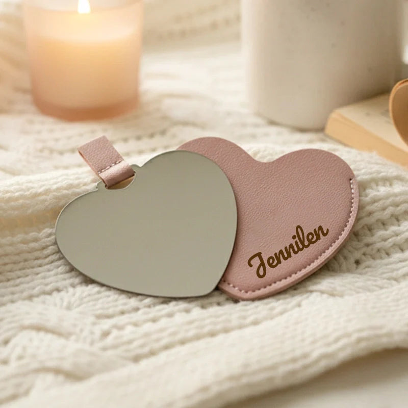 Personalized Heart Compact Mirror with Photo