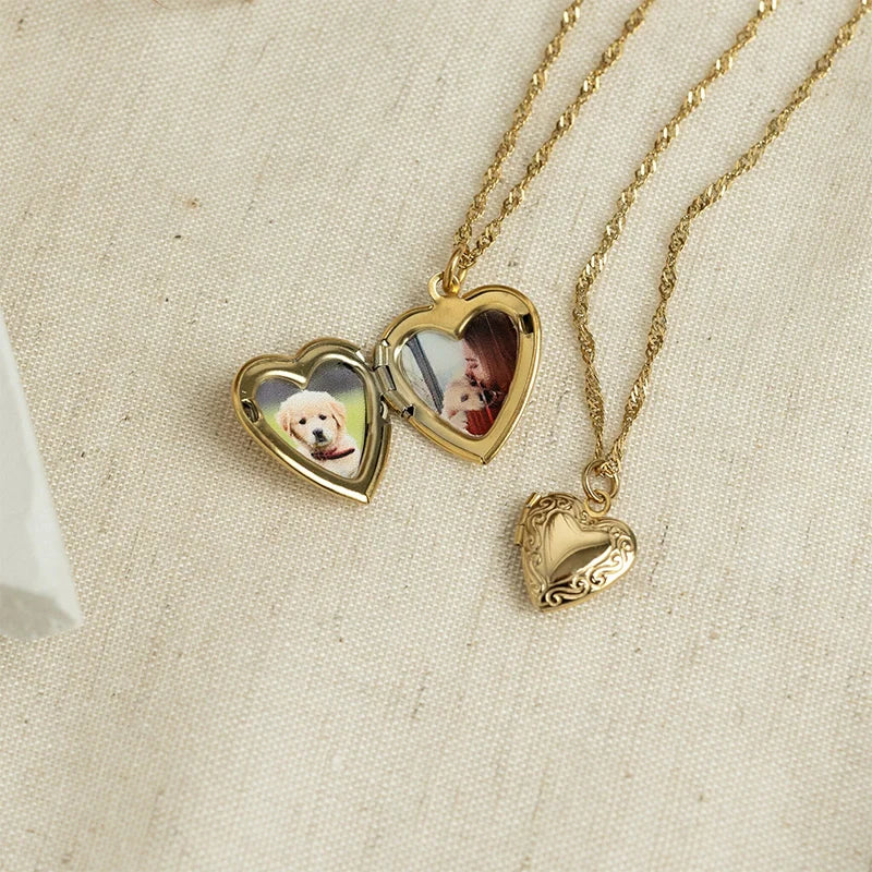 Personalized Heart Locket Necklace Gold Filled