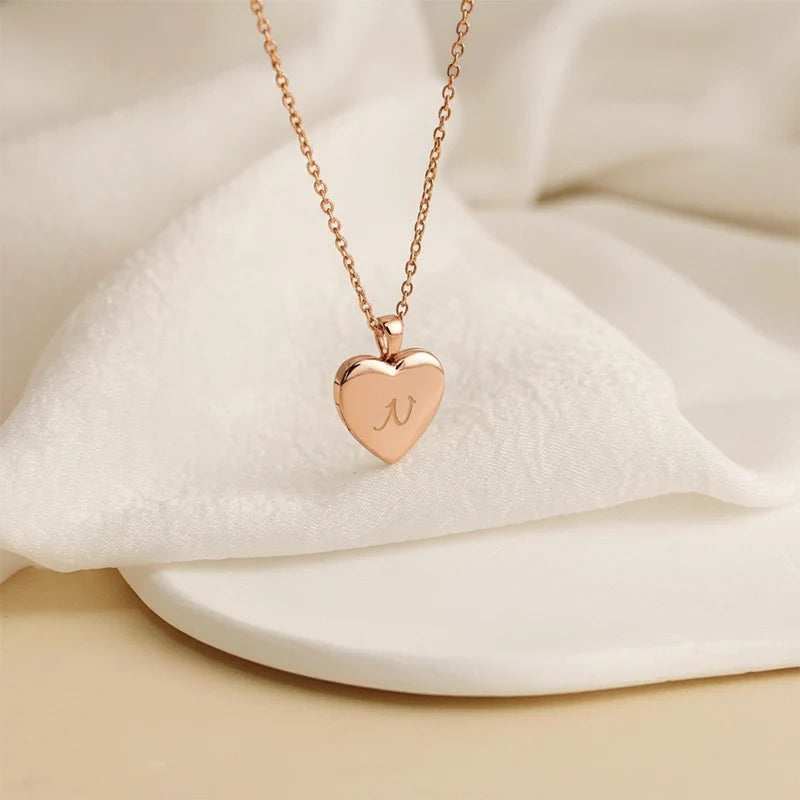 Personalized Heart Locket Necklace with Photo & Engraving