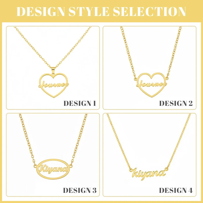 Personalized Heart Name Necklace – Custom Birthday Gift