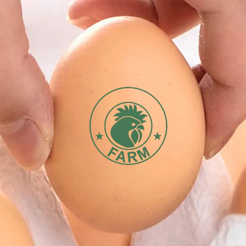Personalized Hen Egg Stamp with Name & Year – Food-Grade Ink Chicken Silhouette Stamp for Farm & Home