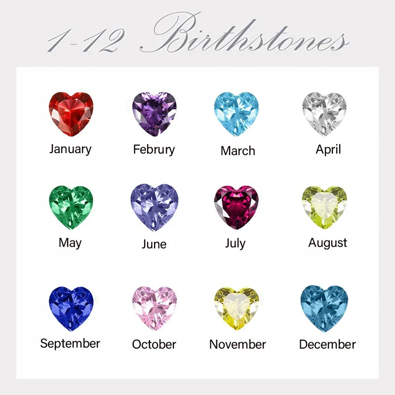 Personalized Infinity Double Heart Birthstone Cuff Bracelet – Engraved Name Bracelet for Mom | Mother’s Day Gift