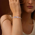 Personalized Infinity Double Heart Birthstone Cuff Bracelet – Engraved Name Bracelet for Mom | Mother’s Day Gift