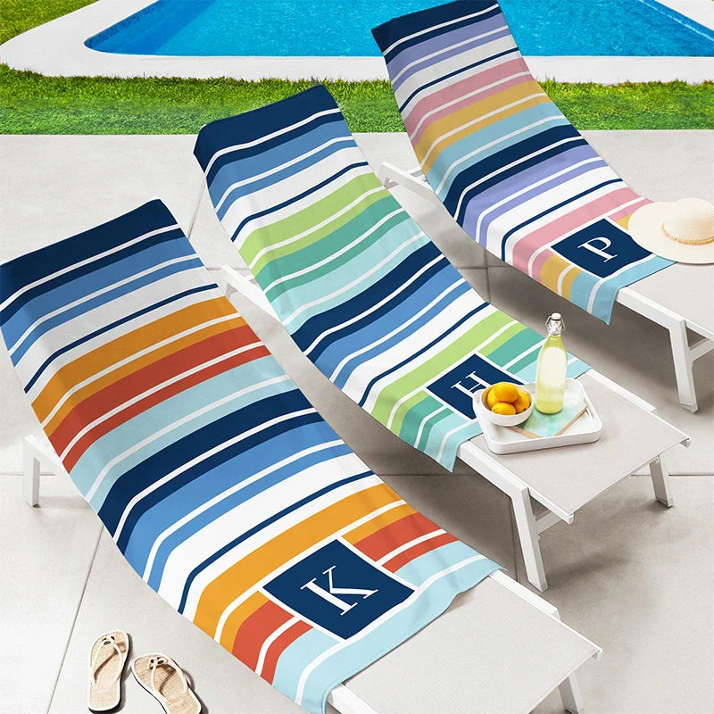 Personalized Initial Striped Beach Towel – Custom Monogram Pool & Beach Towel for Summer Lovers