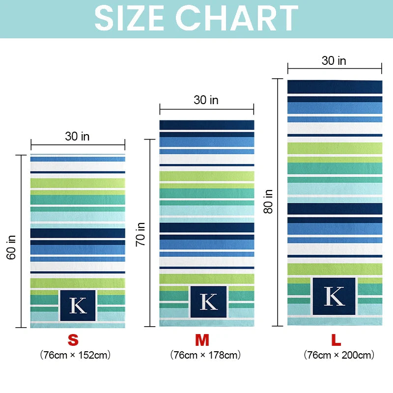 Personalized Initial Striped Beach Towel – Custom Monogram Pool & Beach Towel for Summer Lovers