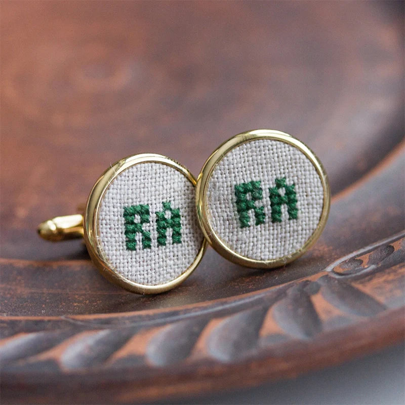 Personalized Initials Cufflinks – Golden-Toned Custom Wedding Cufflinks for Groom & Groomsmen