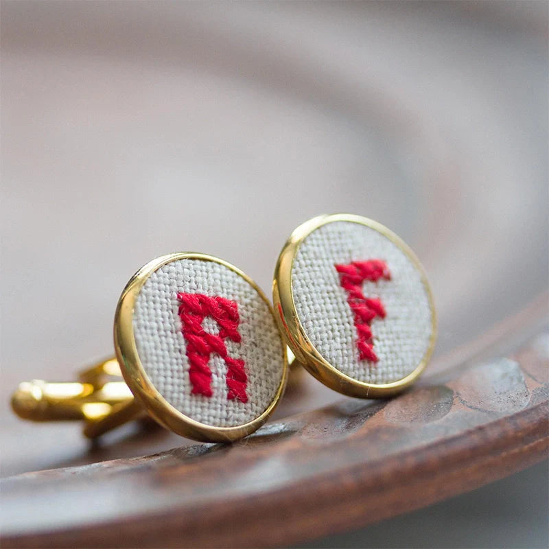 Personalized Initials Cufflinks – Golden-Toned Custom Wedding Cufflinks for Groom & Groomsmen