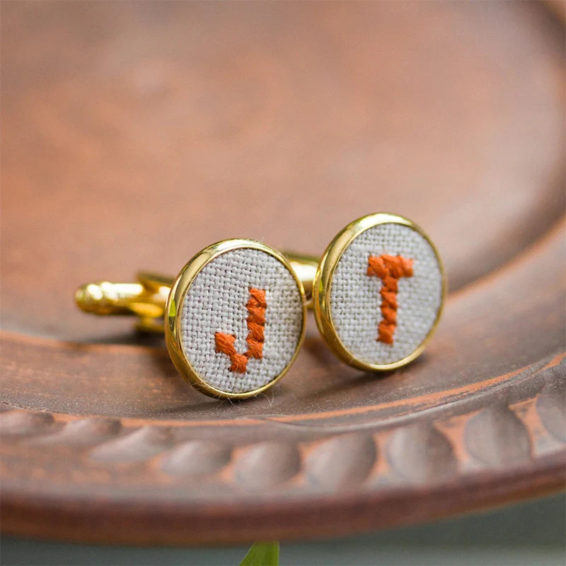 Personalized Initials Cufflinks – Golden-Toned Custom Wedding Cufflinks for Groom & Groomsmen