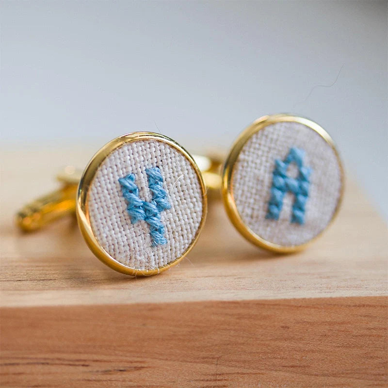 Personalized Initials Cufflinks – Golden-Toned Custom Wedding Cufflinks for Groom & Groomsmen