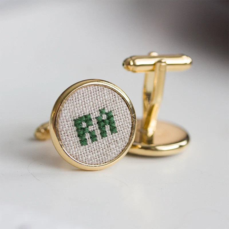 Personalized Initials Cufflinks – Golden-Toned Custom Wedding Cufflinks for Groom & Groomsmen