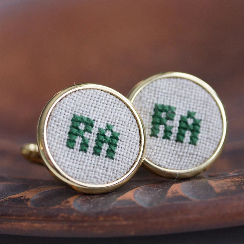Personalized Initials Cufflinks – Golden-Toned Custom Wedding Cufflinks for Groom & Groomsmen