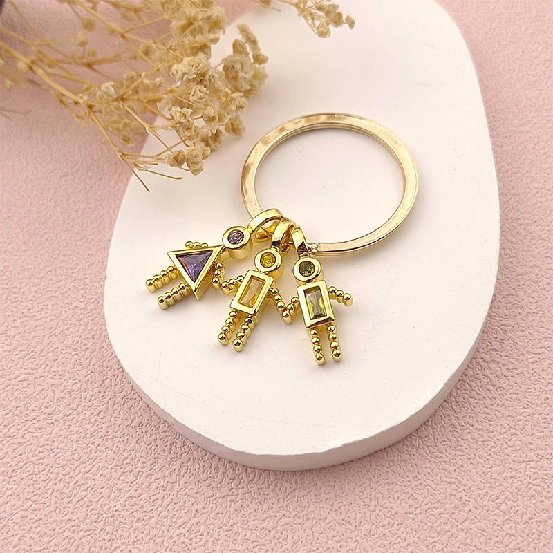 Personalized Kids Birthstone Keychain – Custom Family Charms Keyring for Mom & Grandma, Mother’s Day Gift with Children Names