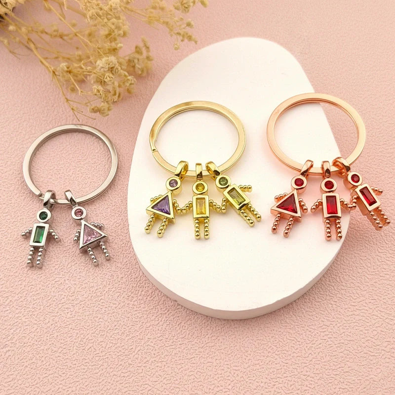 Personalized Kids Birthstone Keychain – Custom Family Charms Keyring for Mom & Grandma, Mother’s Day Gift with Children Names