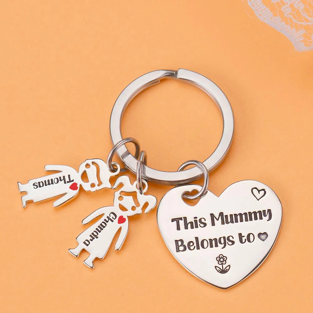 Personalized Kids Name Keychain for Mom or Dad – “This Mommy/Daddy Belongs To…” Custom Family Keyring Gift