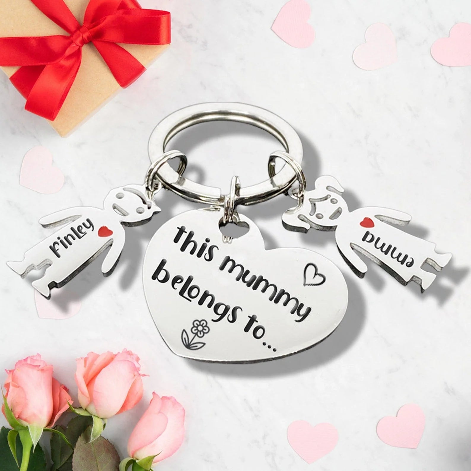 Personalized Kids Name Keychain for Mom or Dad – “This Mommy/Daddy Belongs To…” Custom Family Keyring Gift