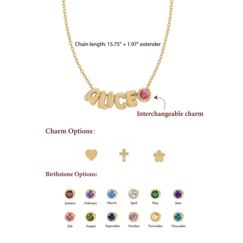Personalized Kids Name Necklace with Birthstone or Charm – Custom Initial Necklace for Girls