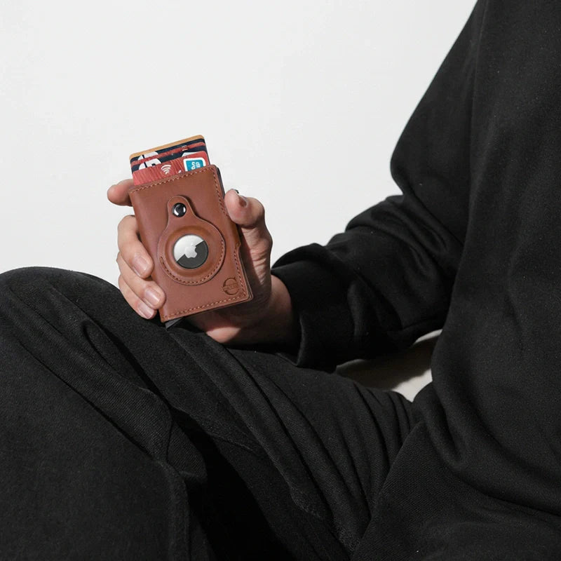 Personalized Leather AirTag Wallet
