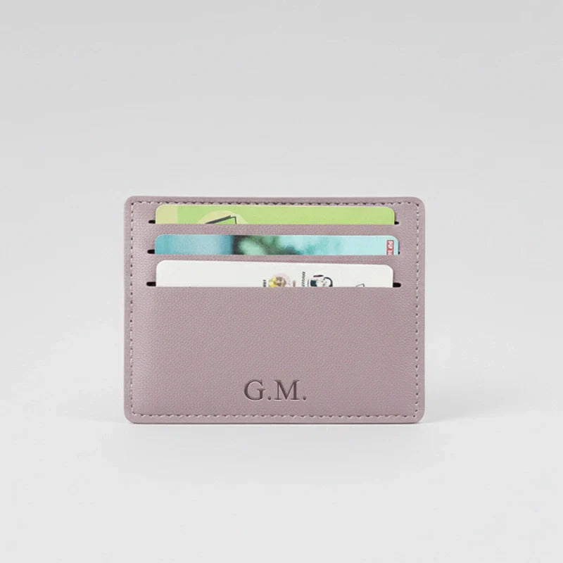 Personalized Leather Card Holder – Slim Genuine Leather Wallet | Custom Credit Card Case | Minimalist Business Card Wallet Gift for Him or Her
