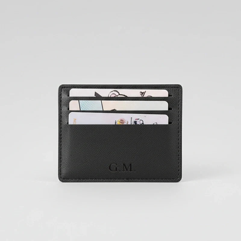 Personalized Leather Card Holder – Slim Genuine Leather Wallet | Custom Credit Card Case | Minimalist Business Card Wallet Gift for Him or Her