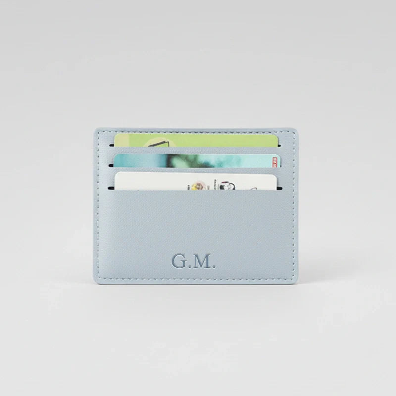 Personalized Leather Card Holder – Slim Genuine Leather Wallet | Custom Credit Card Case | Minimalist Business Card Wallet Gift for Him or Her