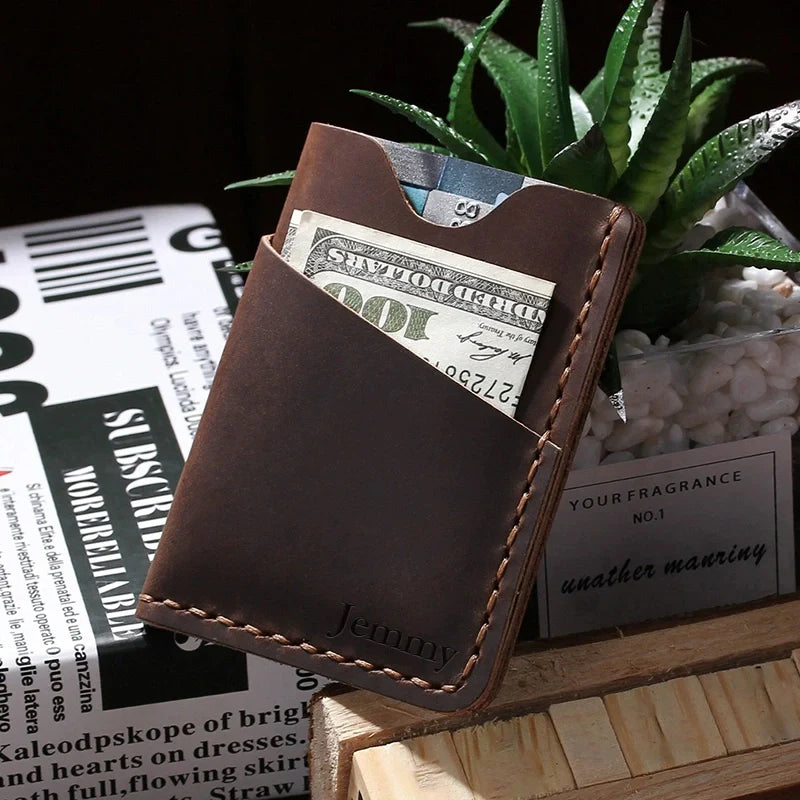 Personalized Leather Card Holder Wallet