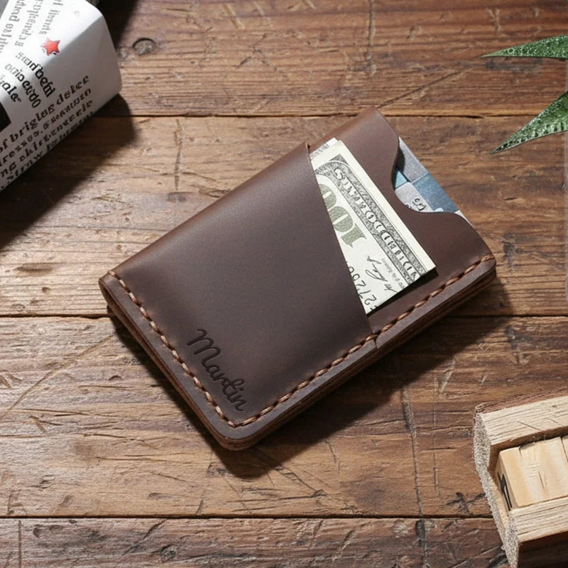 Personalized Leather Card Holder Wallet
