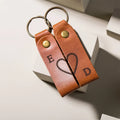 Personalized Leather Couples Keychain