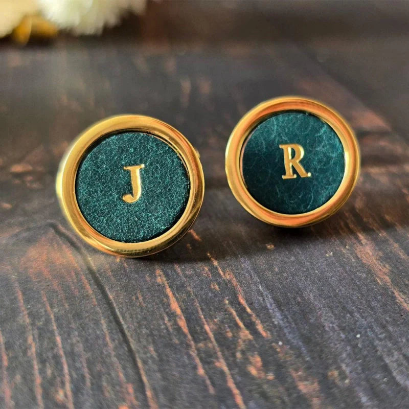 Personalized Leather Cufflinks – Custom Engraved Gift for Him