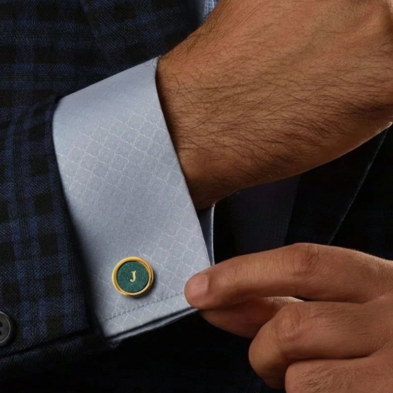 Personalized Leather Cufflinks – Custom Engraved Gift for Him