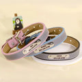 Personalized Leather Dog Collar with Name – Custom Engraved Pet ID Collar | Adjustable Dog Accessory