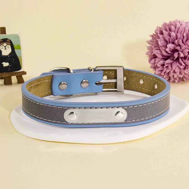 Personalized Leather Dog Collar with Name – Custom Engraved Pet ID Collar | Adjustable Dog Accessory