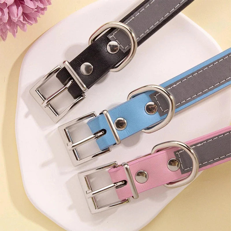 Personalized Leather Dog Collar with Name – Custom Engraved Pet ID Collar | Adjustable Dog Accessory
