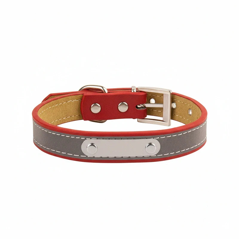 Personalized Leather Dog Collar with Name – Custom Engraved Pet ID Collar | Adjustable Dog Accessory