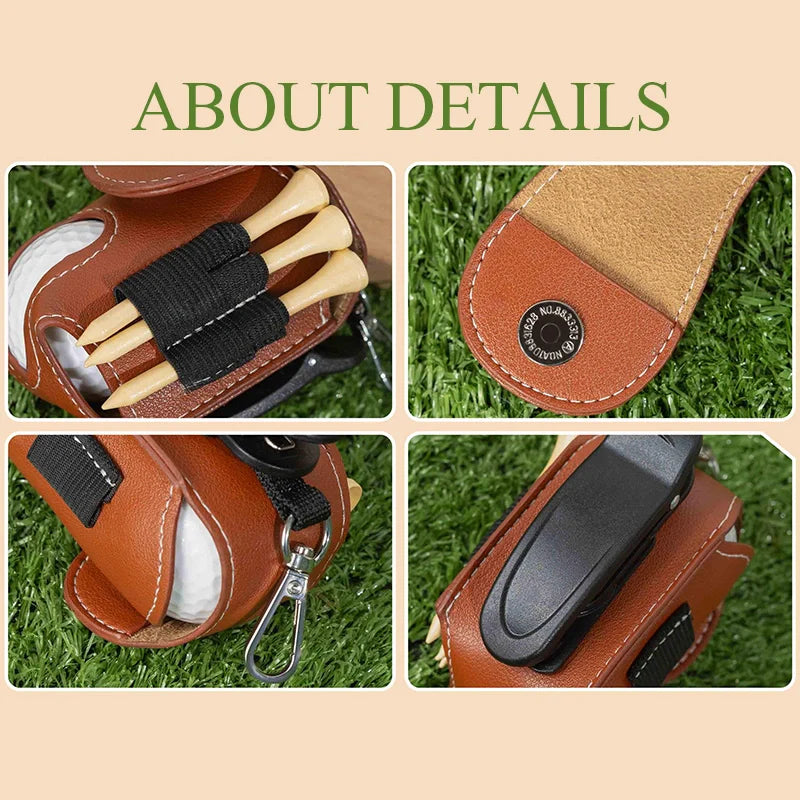 Personalized Leather Golf Ball Bag – Custom Mini Golf Tee Holder, Golf Gift for Dad, Husband or Boyfriend