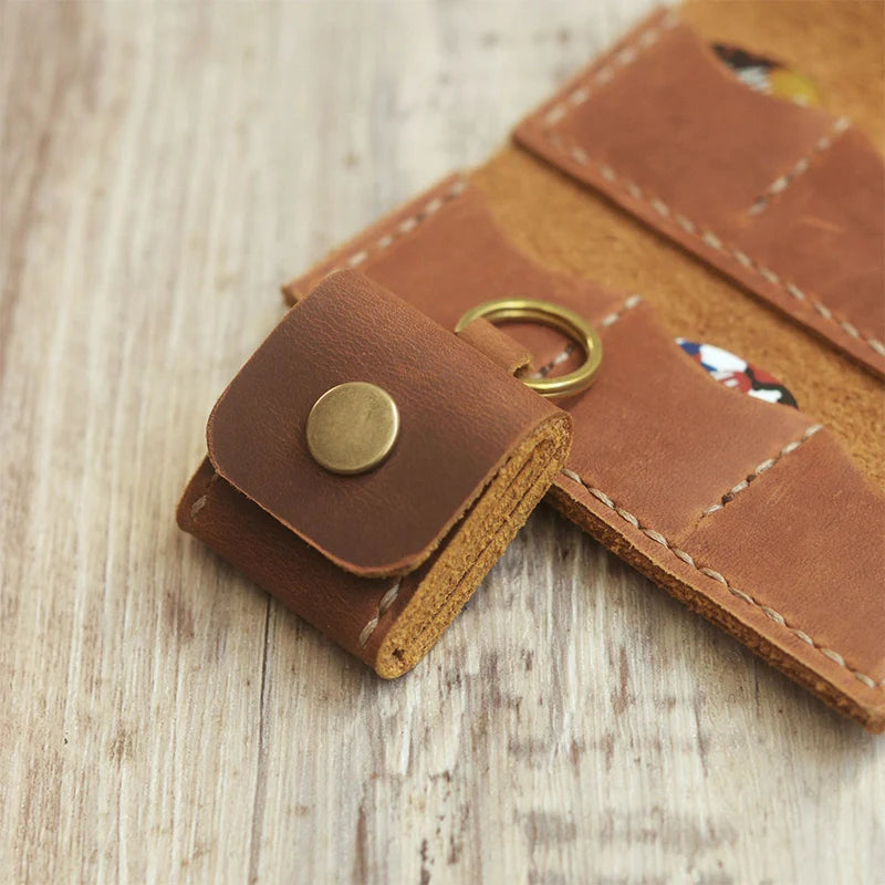 Personalized Leather Guitar Pick Holder Wallet – Custom Engraved Pick Case Keychain for Guitar & Ukulele Players
