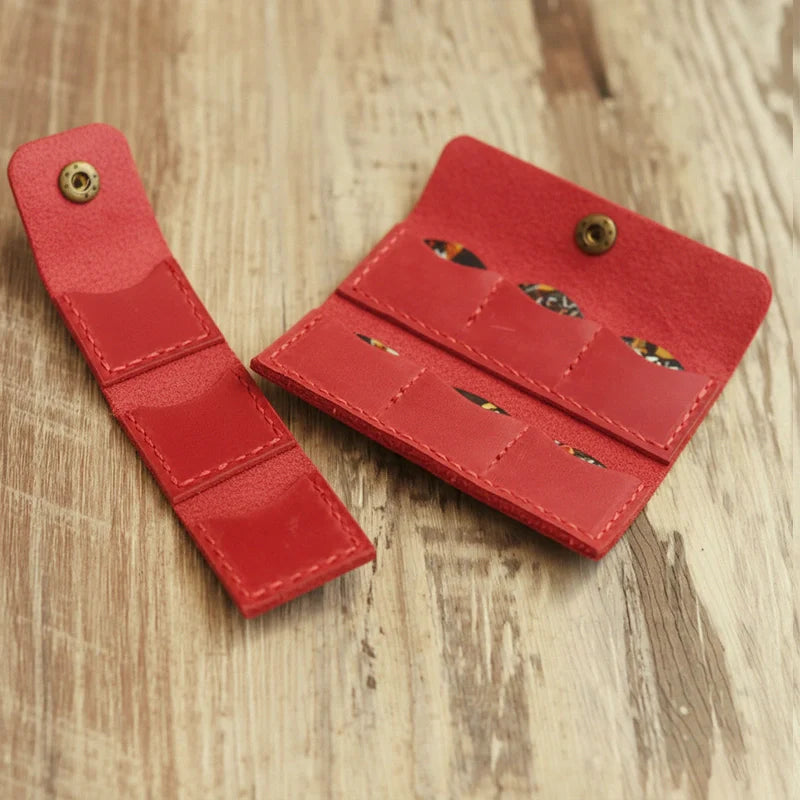 Personalized Leather Guitar Pick Holder Wallet – Custom Engraved Pick Case Keychain for Guitar & Ukulele Players