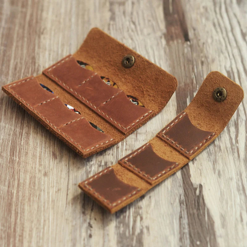 Personalized Leather Guitar Pick Holder Wallet – Custom Engraved Pick Case Keychain for Guitar & Ukulele Players