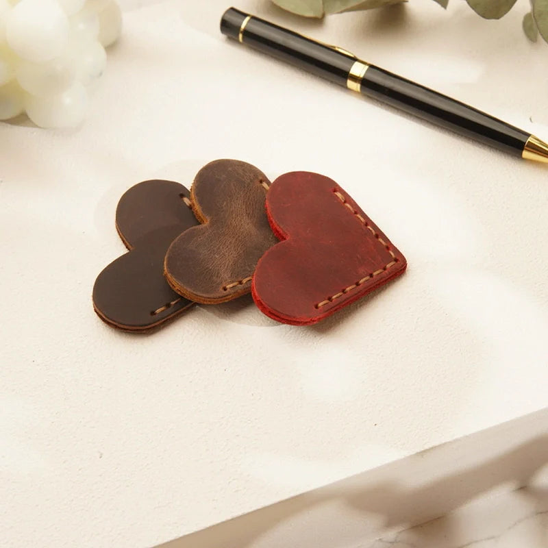 Personalized Leather Heart Bookmark