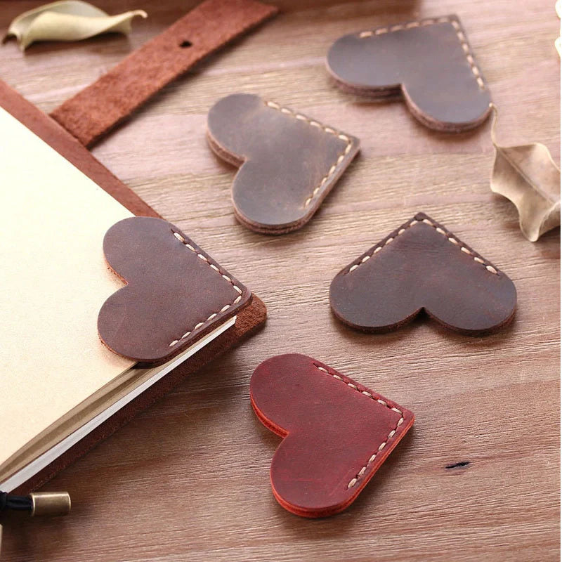 Personalized Leather Heart Bookmark