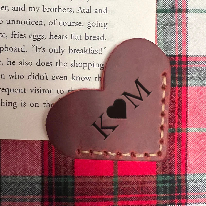 Personalized Leather Heart Bookmark