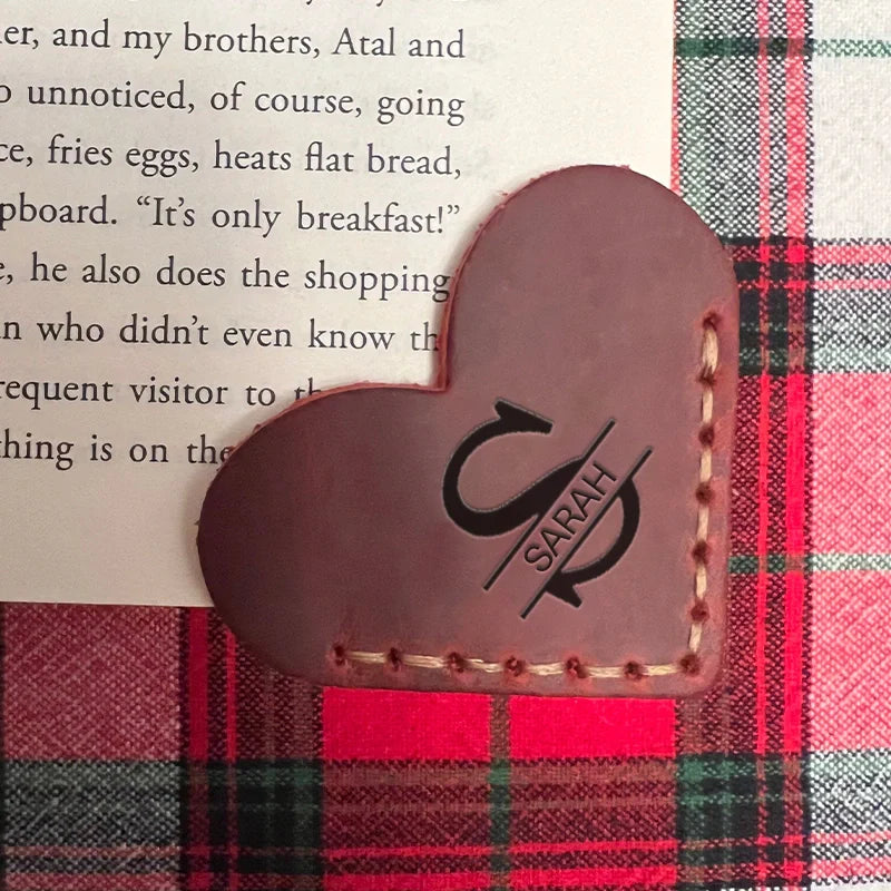 Personalized Leather Heart Bookmark