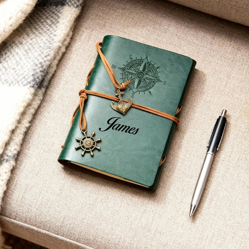 Personalized Leather Journal with Name – Custom Retro Notebook, Valentine’s Day & Anniversary Gift for Him or Her