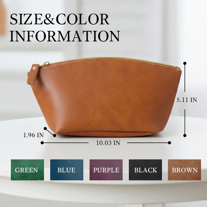 Personalized Leather Makeup Bag for Women – Custom Toiletry & Cosmetic Bag Gift for Wife, Mom or Sister