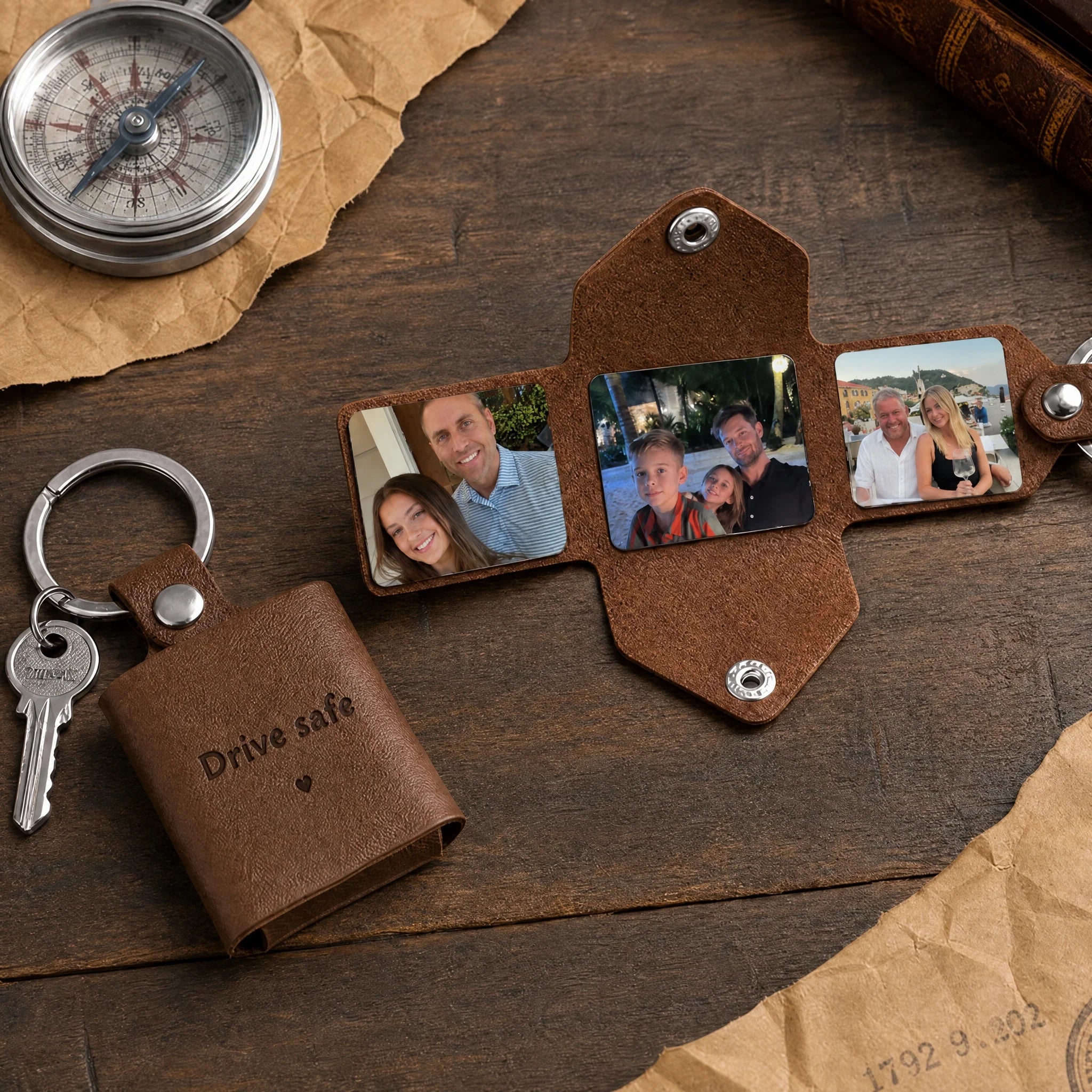 Personalized Leather Photo Album Keychain