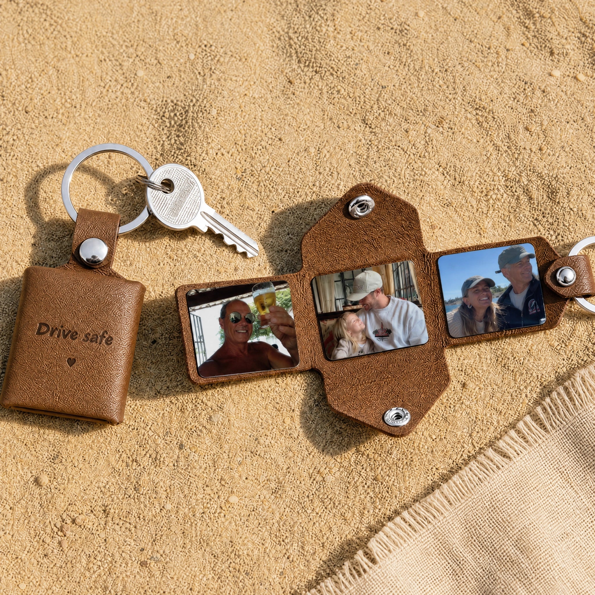 Personalized Leather Photo Album Keychain